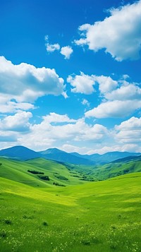 Green mountain blue sky landscape outdoors horizon. 