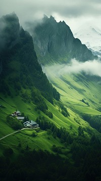 Green mountain architecture landscape outdoors. AI generated Image by rawpixel.