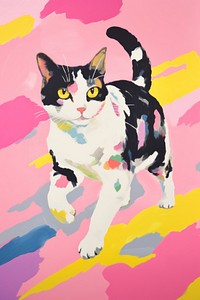 Cat painting art cartoon. 