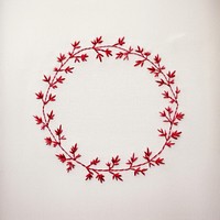 Little red maple leaf circle border pattern embroidery wreath. AI generated Image by rawpixel.