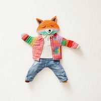 Red fox dancing textile jeans cute. AI generated Image by rawpixel.