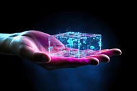 Block chain hologram hand technology futuristic. AI generated Image by rawpixel.