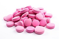 Tablet medicine pill pink white background. AI generated Image by rawpixel.