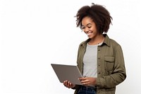 African american student laptop computer portrait. AI generated Image by rawpixel.