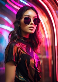 Thai girl portrait photography sunglasses. AI generated Image by rawpixel.