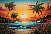 Tropical art landscape outdoors. 