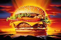 Burger food advertisement hamburger. AI generated Image by rawpixel.