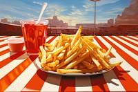 French fries ketchup food refreshment. AI generated Image by rawpixel.
