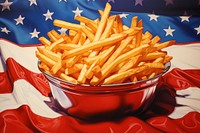 French fries ketchup food patriotism. AI generated Image by rawpixel.