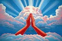 Praying hands outdoors cloud sky. AI generated Image by rawpixel.