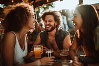 Friends laughing adult drink. AI generated Image by rawpixel.