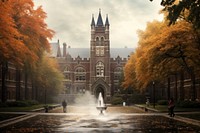 College architecture building autumn. AI generated Image by rawpixel.