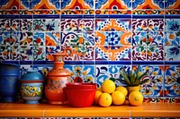 Mediterranean kitchen tile fruit architecture creativity. AI generated Image by rawpixel.