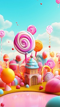 Candy land lollipop dessert balloon. AI generated Image by rawpixel.