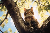 A cat on the tree outdoors animal mammal. AI generated Image by rawpixel.