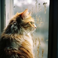 A cat looking out of the window mammal animal pet. AI generated Image by rawpixel.
