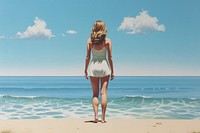 Beach standing walking adult. AI generated Image by rawpixel.