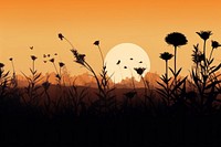 Wild herbs and flowers silhouette landscape sunlight. AI generated Image by rawpixel.
