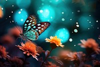 Butterfly focus flowers background blurred outdoors nature insect. AI generated Image by rawpixel.