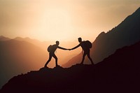 Teamwork silhouette mountain adult. AI generated Image by rawpixel.