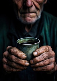 Old man holding tea cup coffee drink adult. AI generated Image by rawpixel.