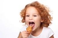Girl eating biting food. AI generated Image by rawpixel.