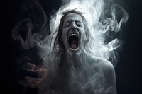 Screaming scary ghost portrait shouting horror
