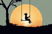 Kid silhouette swing outdoors. AI generated Image by rawpixel.