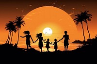 Happy kids silhouette outdoors summer. AI generated Image by rawpixel.