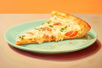 A slice of pizza on a dish plate food vegetable. AI generated Image by rawpixel.