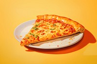 A slice of pizza on a dish food zwiebelkuchen vegetable. AI generated Image by rawpixel.