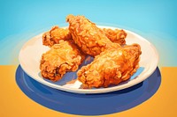 Fried chicken on a dish plate food breakfast. AI generated Image by rawpixel.