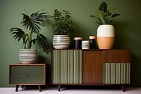 Houseplants furniture sideboard cabinet. AI generated Image by rawpixel.