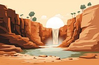 Waterfall landscape outdoors canyon. AI generated Image by rawpixel.