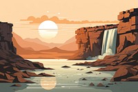 Waterfall landscape mountain outdoors. AI generated Image by rawpixel.
