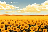 Sunflower field landscape outdoors nature. AI generated Image by rawpixel.