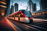 Train against a city background transportation vehicle railway. AI generated Image by rawpixel.