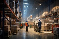 Workers work in warehouse architecture building infrastructure. AI generated Image by rawpixel.