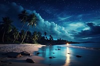 Beach at night sky landscape outdoors. AI generated Image by rawpixel.