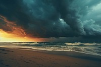 Stormy beach outdoors horizon nature. AI generated Image by rawpixel.
