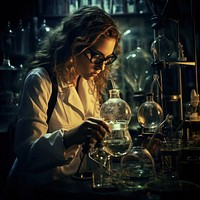 A scientist experiment in the lab portrait glasses adult. 