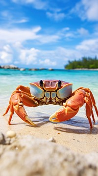 Small crab on a beach lobster seafood nature. AI generated Image by rawpixel.