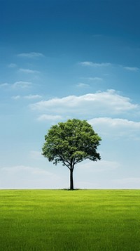 A tree on clear lawn nature landscape outdoors. AI generated Image by rawpixel.