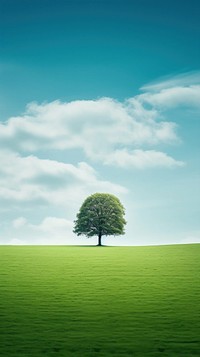 A tree on clear lawn nature outdoors horizon. AI generated Image by rawpixel.