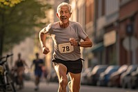 Fit clean elder man running jogging shorts adult