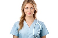 Young female nurse adult white background stethoscope. AI generated Image by rawpixel.