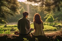 Couple dating outdoors nature forest. AI generated Image by rawpixel.
