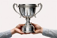 Silver trophy holding hand achievement. AI generated Image by rawpixel.