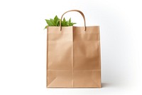 Paper grocery bag handbag white background accessories. AI generated Image by rawpixel.