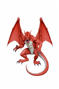 Devil tail dragon red white background. 